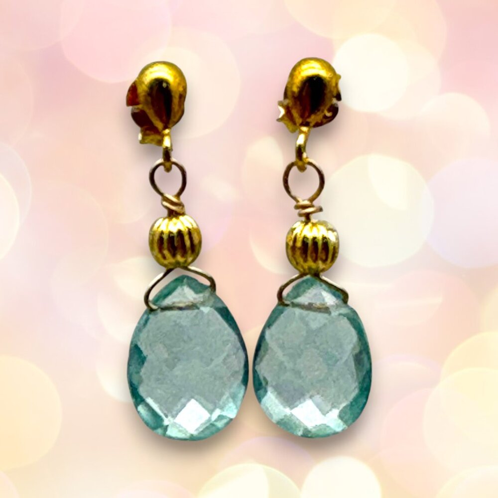 Gorgeous (Lab) Aquamarine Earrings, March Birthstone, 19th Annivers
